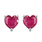 African Ruby Heart Stud Earrings  in Platinum Plated Sterling Silver 2.10 Ct.