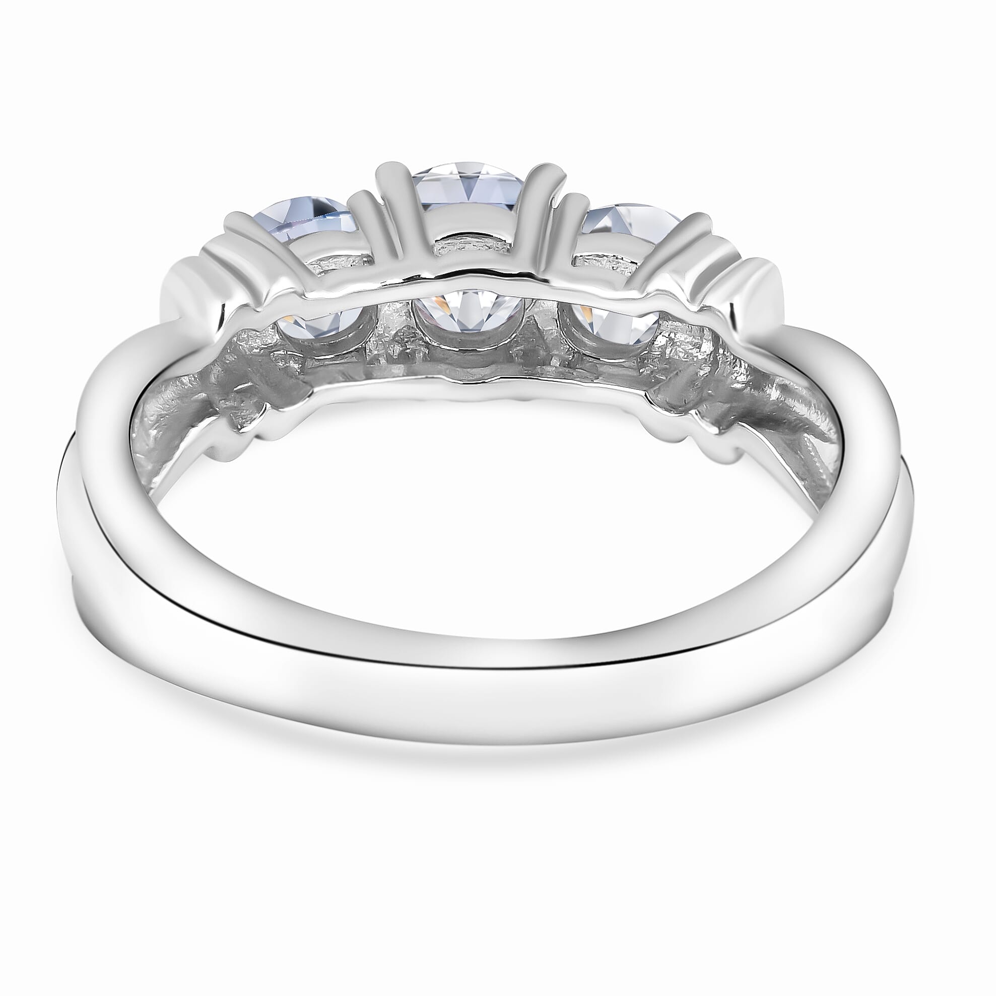 NY Close Out 14K White Gold Diamond (I1-I2-G-H) Trilogy Ring 1.00 Ct.