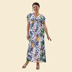 TAMSY Floral Pattern Smocked Maxi Dress - Pink