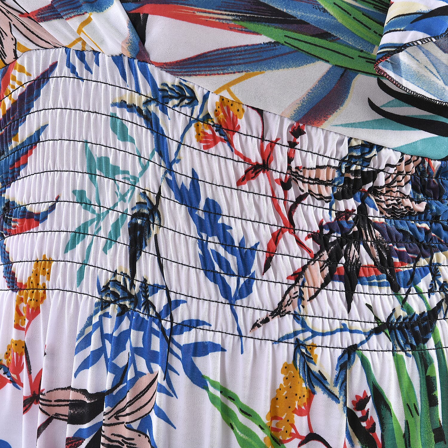 TAMSY Leaf Pattern Smocked Maxi Dress (Size 8-22) - White