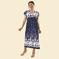 TAMSY Floral Pattern Smocked Maxi Dress - Pink