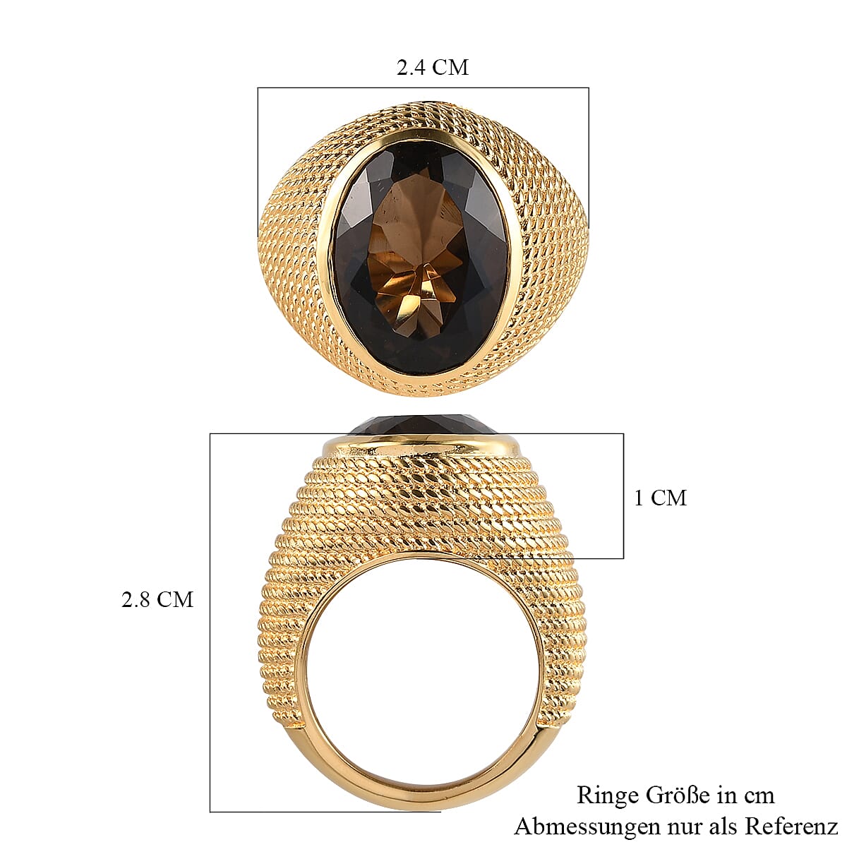 Smoky Quartz Ring in Yellow Gold Tone