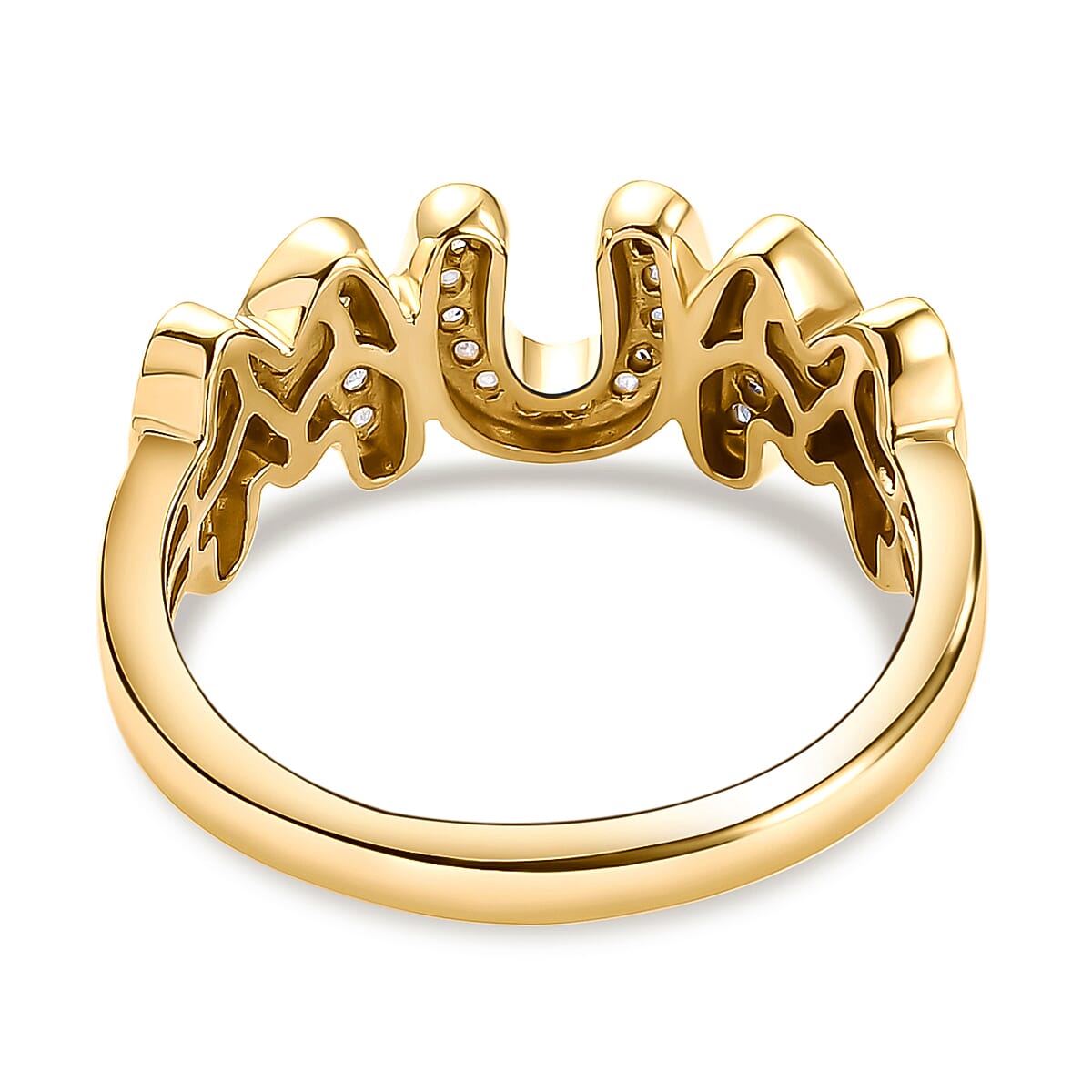 Diamond MUM Ring in Yellow Gold  Overlay Sterling Silver 0.27 Ct.