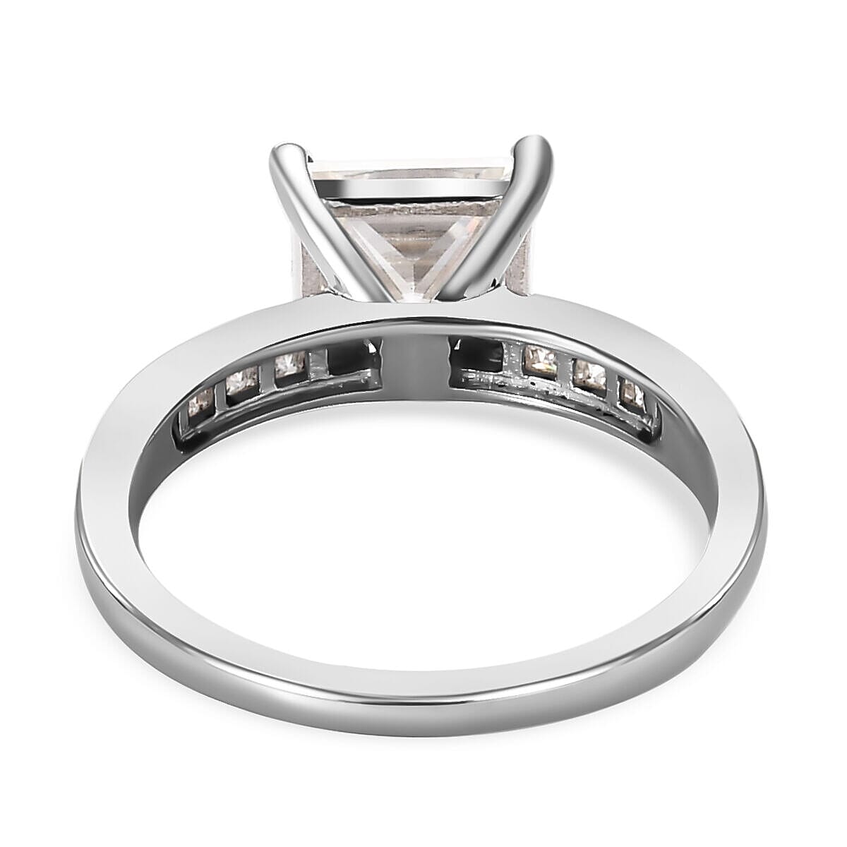 Moissanite Ring in Platinum Overlay Sterling Silver 3.00 Ct.