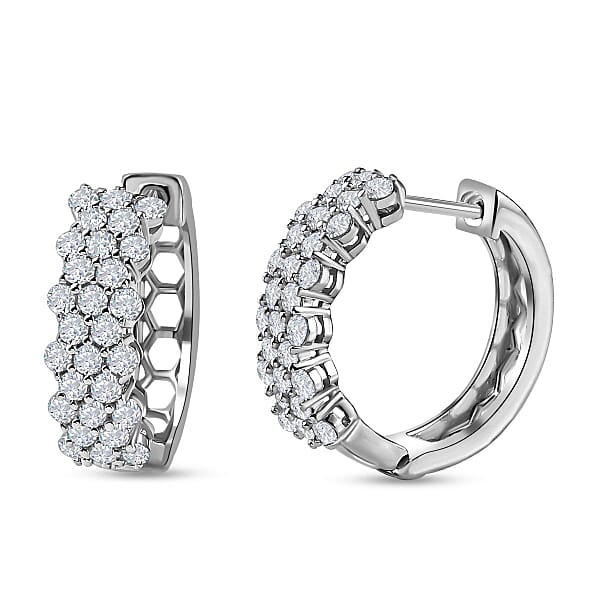 925 Sterling Silver Moissanite Huggie Earrings