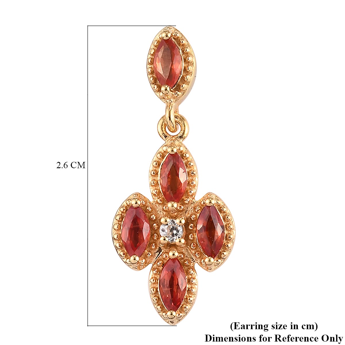 Orange Sapphire and Natural Cambodian Zircon Dangle Earrings (with Push Back) in Yellow Gold Overlay Sterling Silver 1.74 Ct.