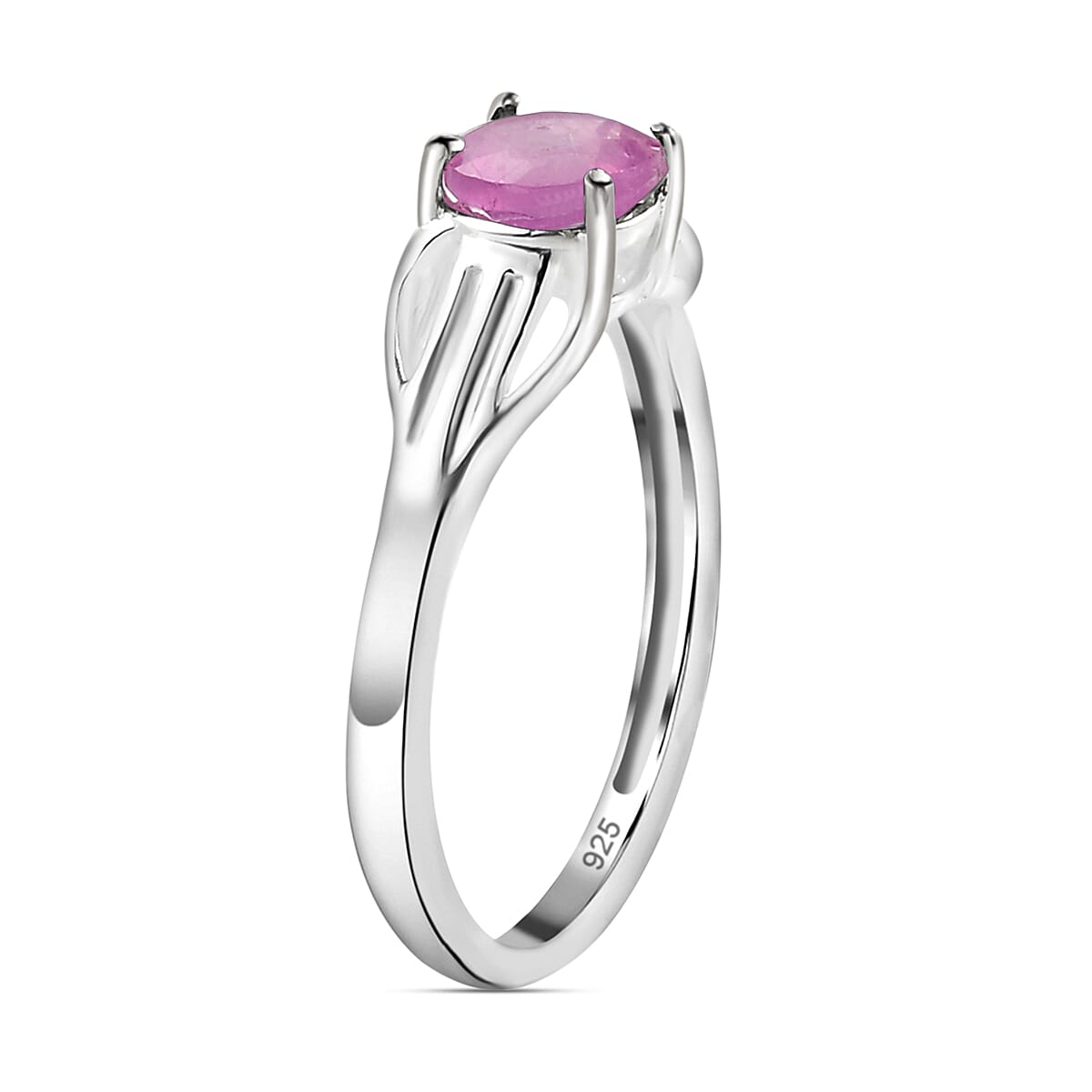 One Time Deal- Pink Sapphire (FF) Solitaire Ring in Sterling Silver