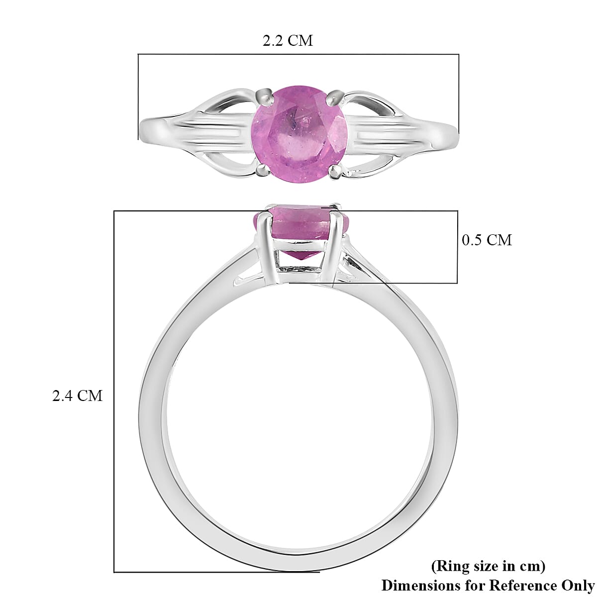 One Time Deal- Pink Sapphire (FF) Solitaire Ring in Sterling Silver