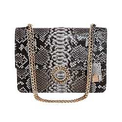 A structured python bag with Dragon spur closure.The sliding chain strap can be worn multiple ways, changing between a shoulder and a top handle bag