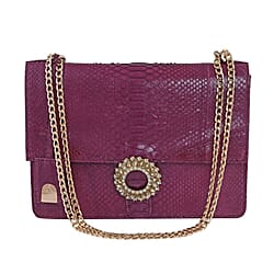 A structured python bag with Dragon spur closure.The sliding chain strap can be worn multiple ways, changing between a shoulder and a top handle bag
