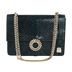 A structured python bag with Dragon spur closure.The sliding chain strap can be worn multiple ways, changing between a shoulder and a top handle bag
