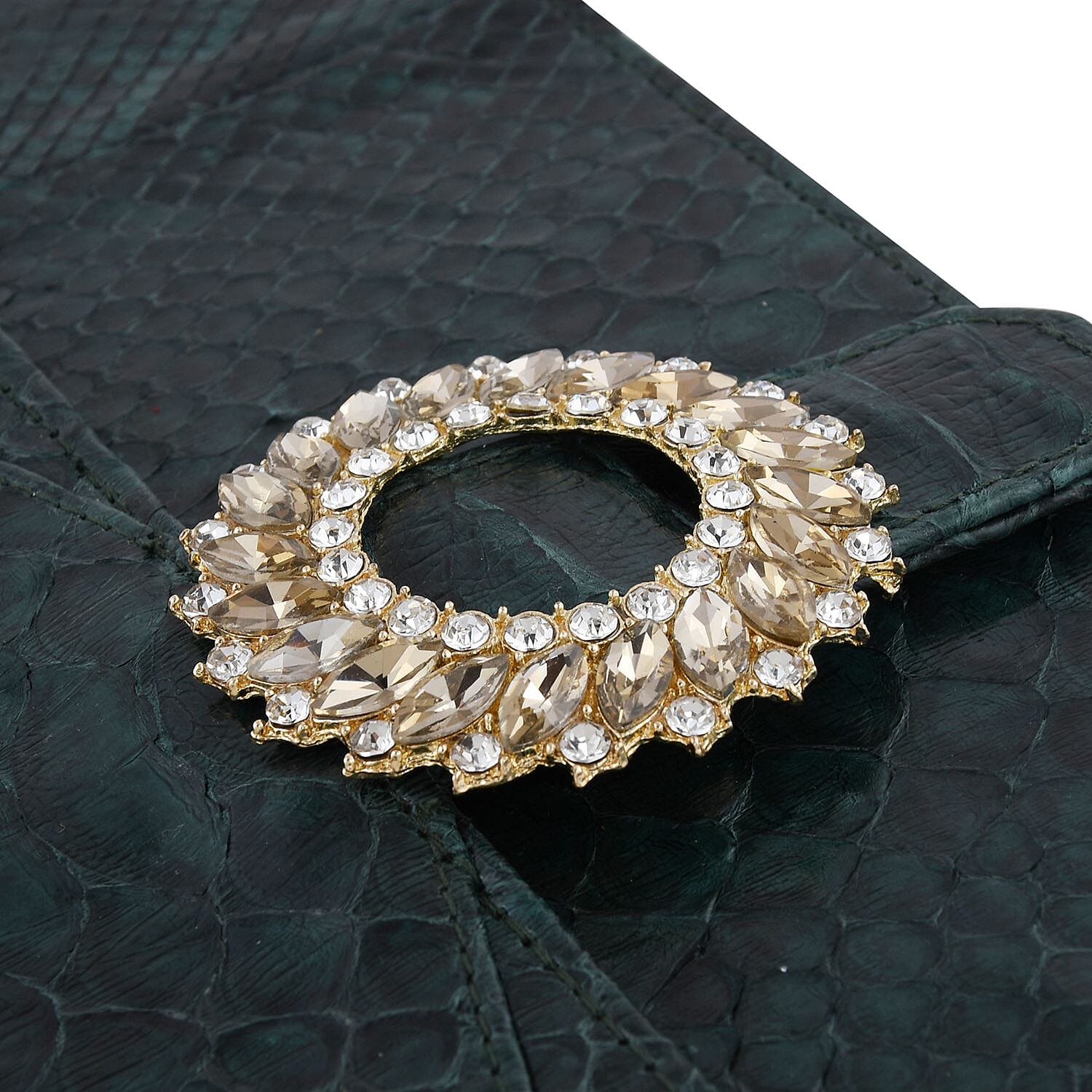 LA MAREY 100% Genuine Python Leather Crossbody Bag with Adjustable Shoulder Chain Strap - Dark Green