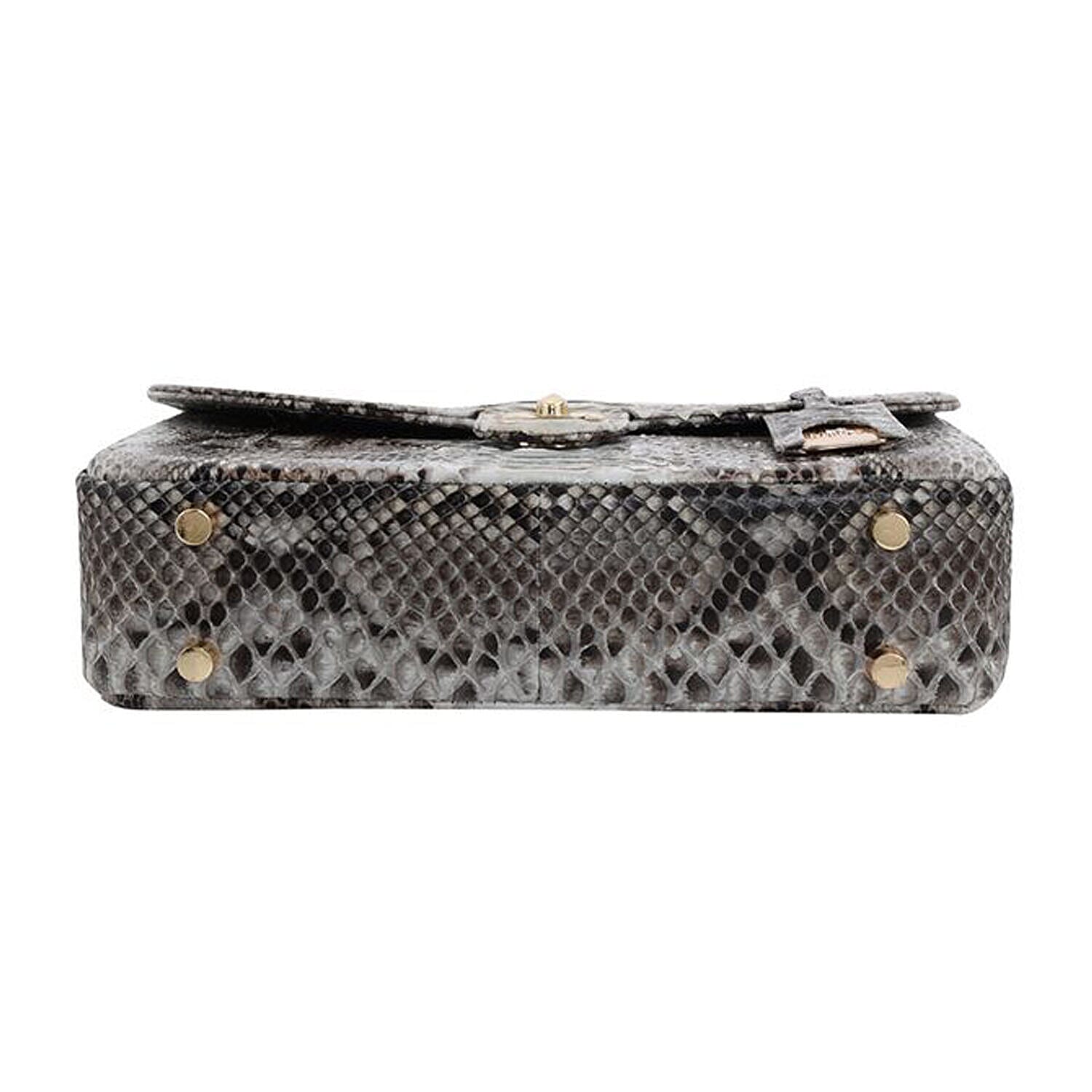 LA MAREY 100% Genuine Python Leather Bag with Adjustable and Removable Shoulder Chain Strap - Light Brown and Beige LA MAREY 100% Genuine Python Leather Bag with Adjustable and Removable Shoulder Chain Strap - Light Brown and Beige