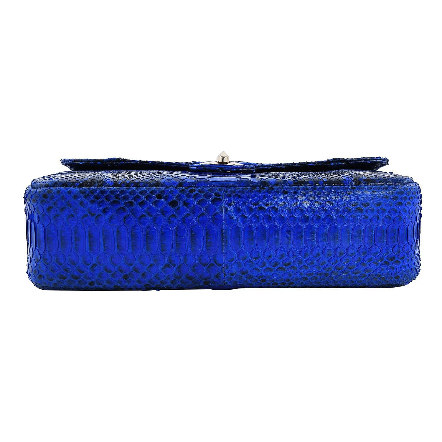 LA MAREY 100% Genuine Python Leather Bag with Adjustable and Removable Shoulder Chain Strap - Navy