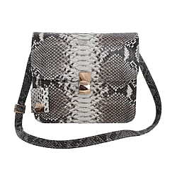 La Marey Python Leather Crossbody Bag - Black