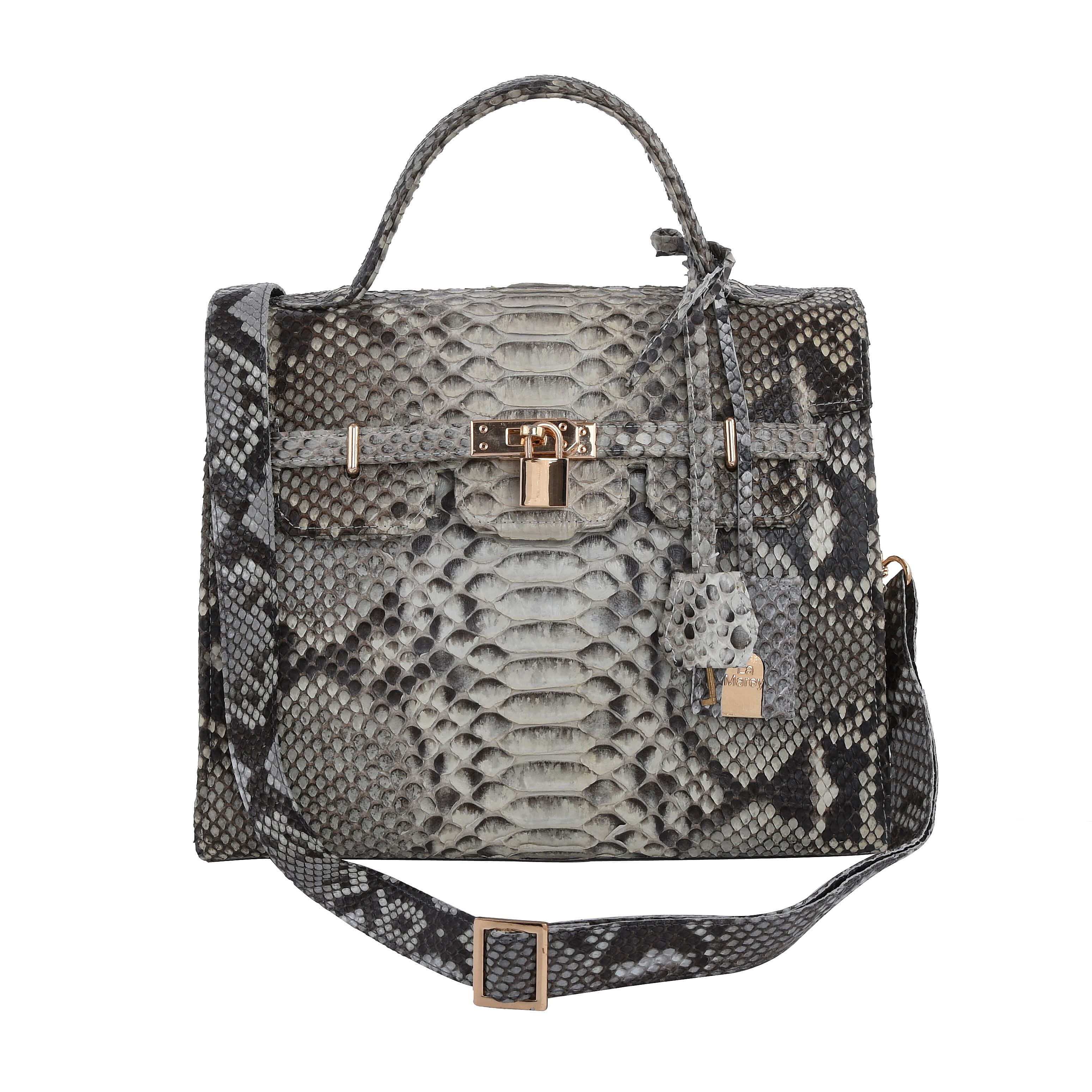 La Marey 100 Genuine Python Leather Tote Bag with Detachable