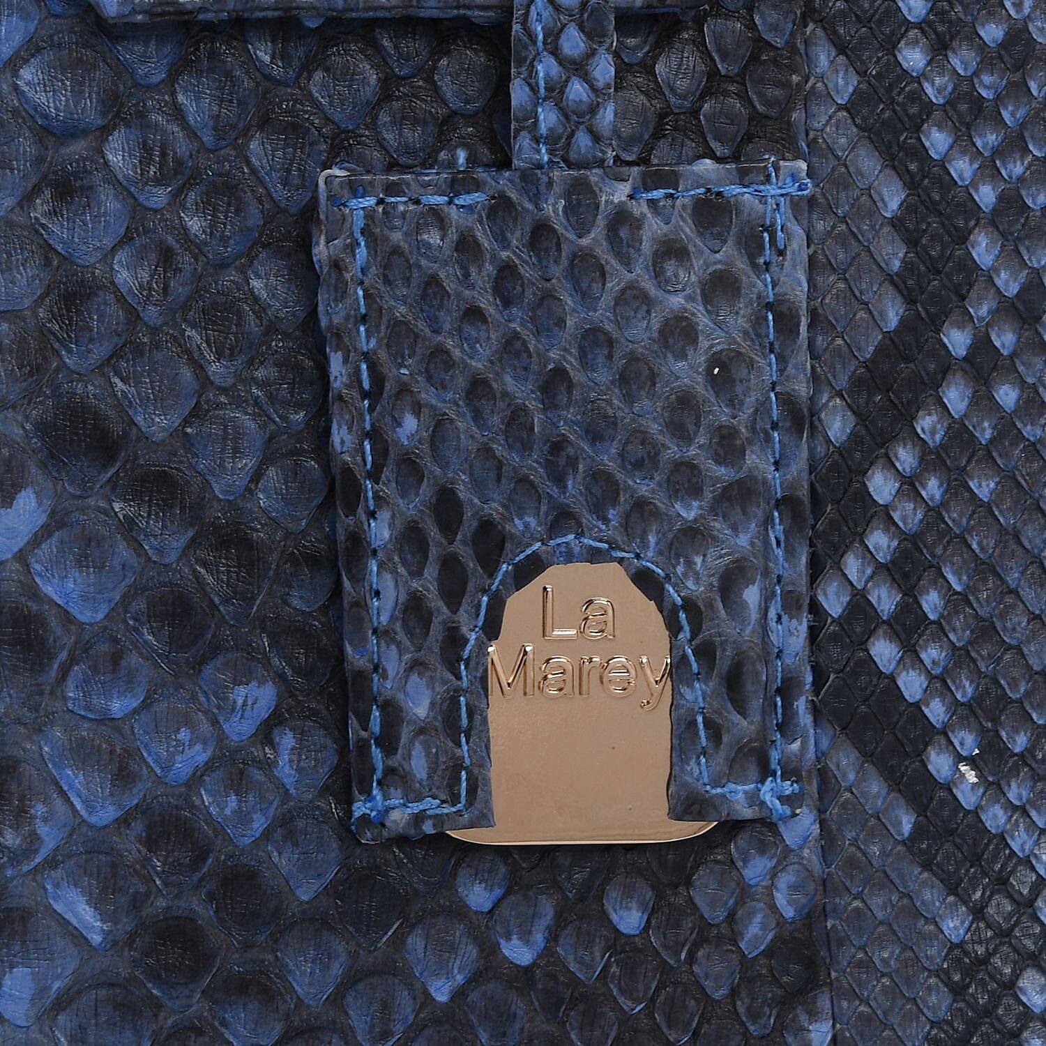 La Marey- Snakeskin Leather Satchel Bag with Adjustable Shoulder Strap (Size 30x23x13 Cm) - Light Blue