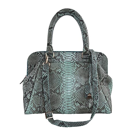 LA MAREY 100% Genuine Python Leather Tote Bag with Adjustable & Detachable Shoulder Strap - Light Green