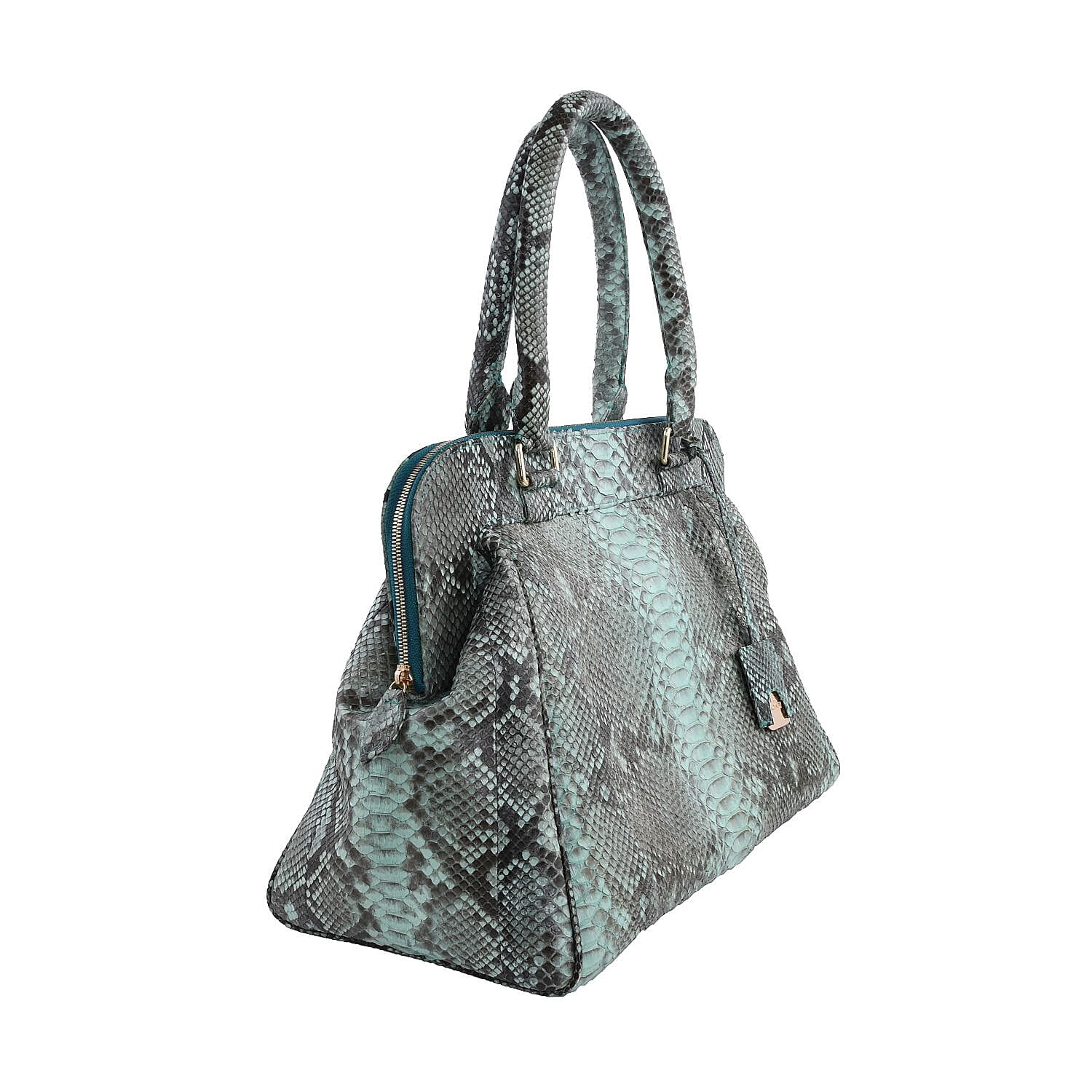 LA MAREY 100% Genuine Python Leather Tote Bag with Adjustable & Detachable Shoulder Strap - Light Green