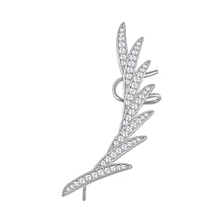 Simulated Diamond Climber Earrings in Silver Tone