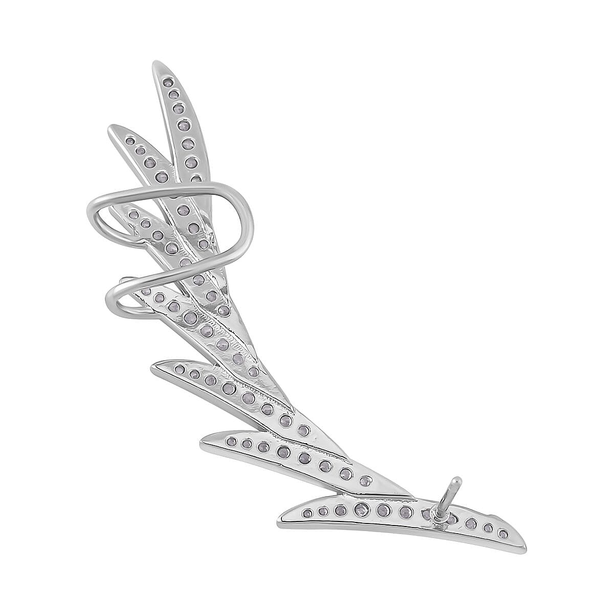 Simulated Diamond Climber Earrings in Silver Tone