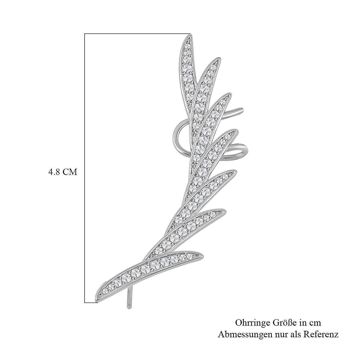 Simulated Diamond Climber Earrings in Silver Tone