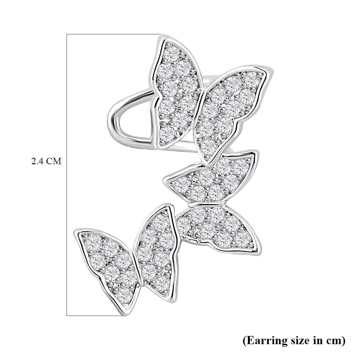 Simulated Diamond Butterfly Earrings in Silver Tone Simulated Diamond Butterfly Earrings in Silver Tone