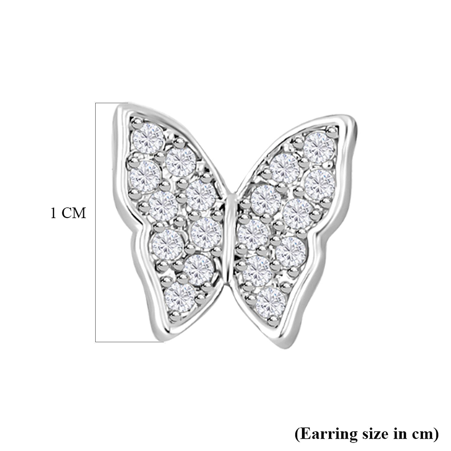 Simulated Diamond Butterfly Earrings in Silver Tone Simulated Diamond Butterfly Earrings in Silver Tone