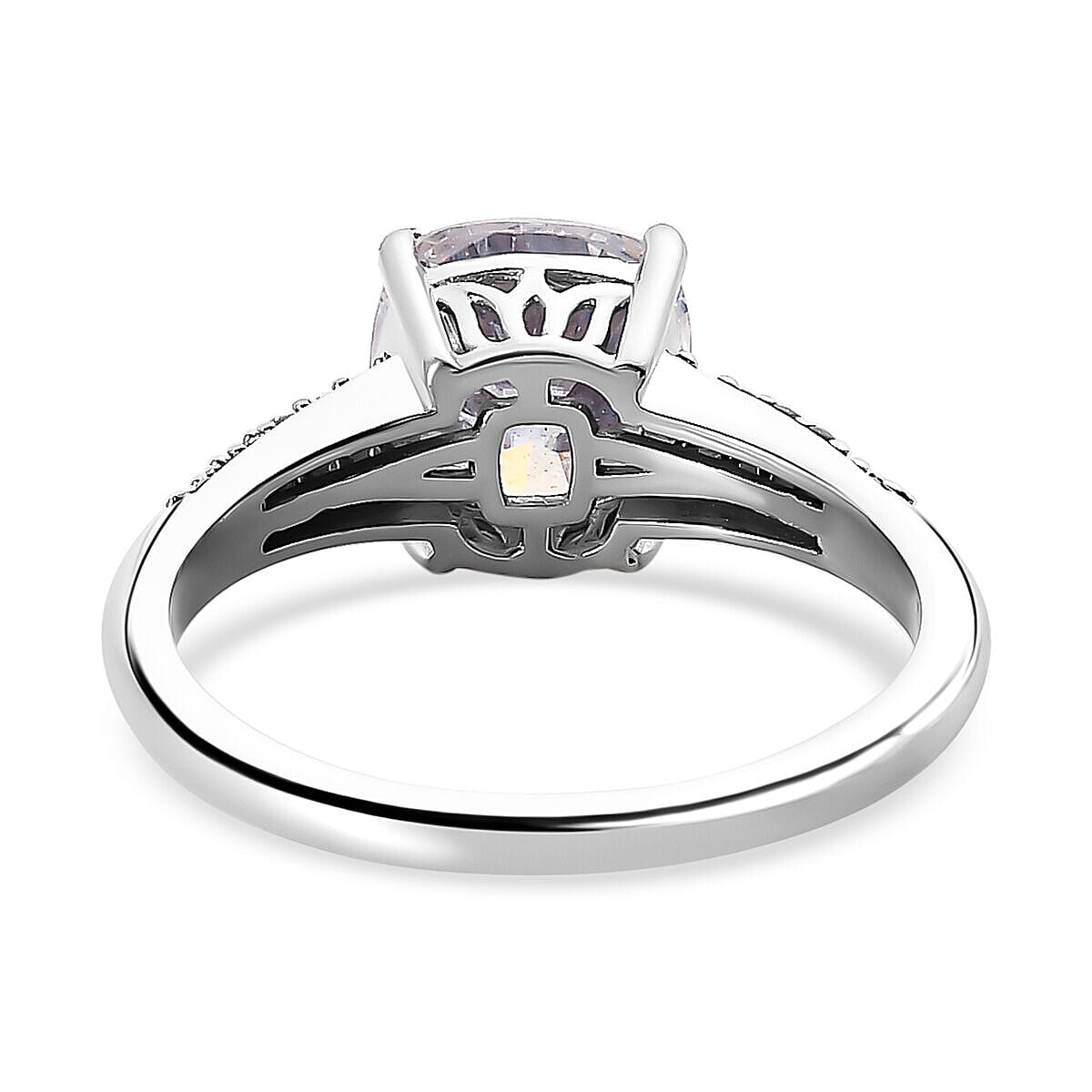 Moissanite Ring in Platinum Overlay Sterling Silver 2.35 Ct.