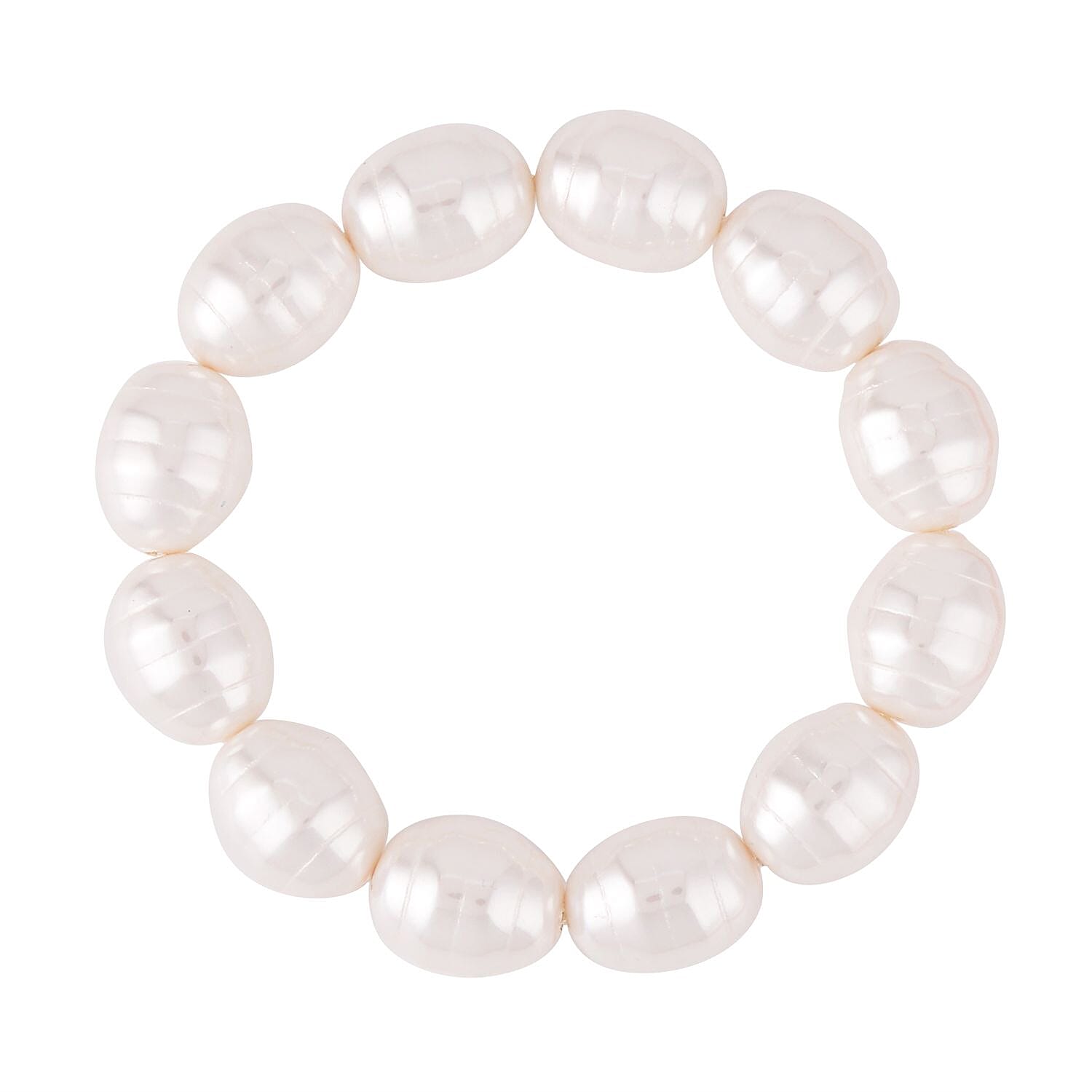 White Shell Pearl (16-13mm) Stretchable Bracelet (Size 6.5-10)