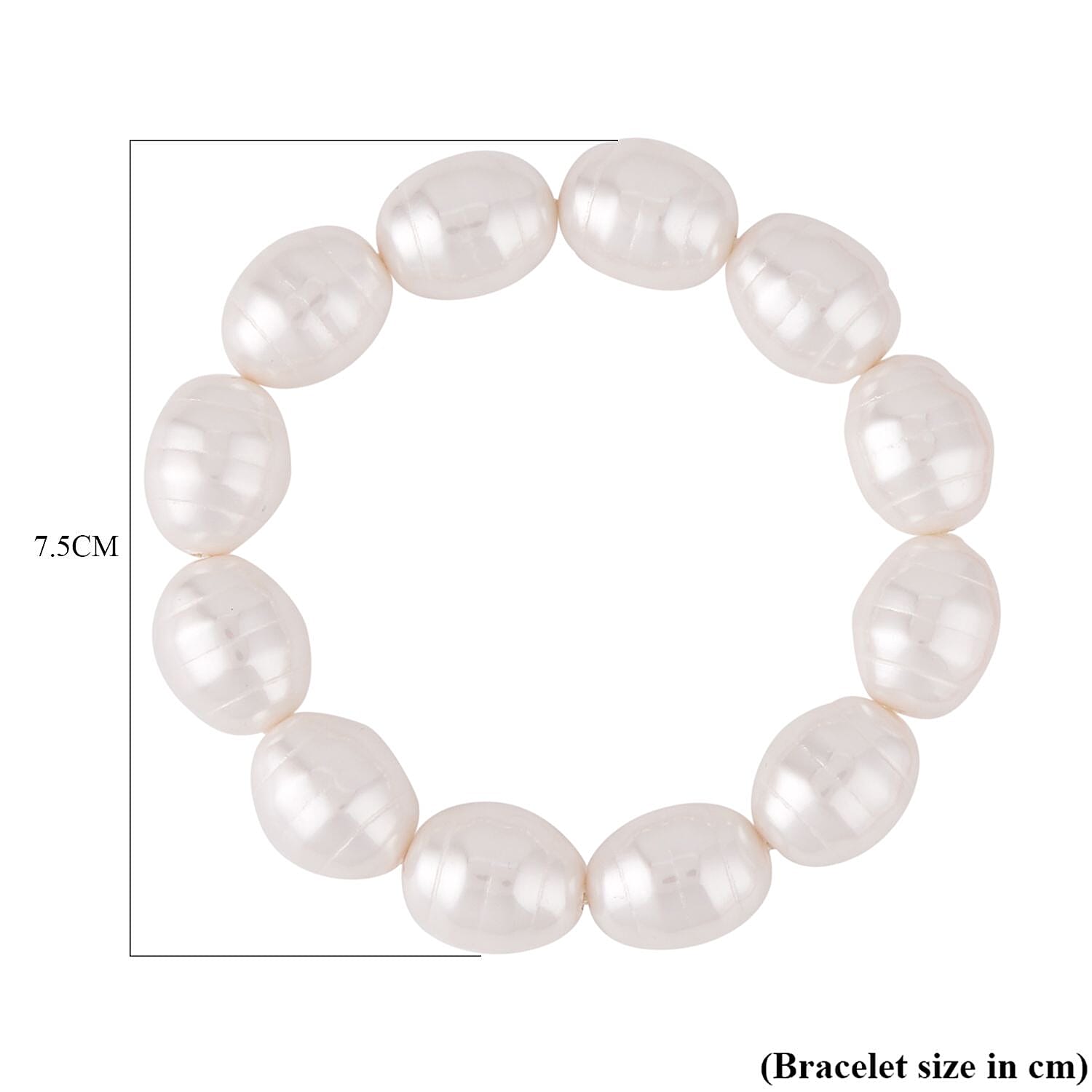 White Shell Pearl (16-13mm) Stretchable Bracelet (Size 6.5-10)