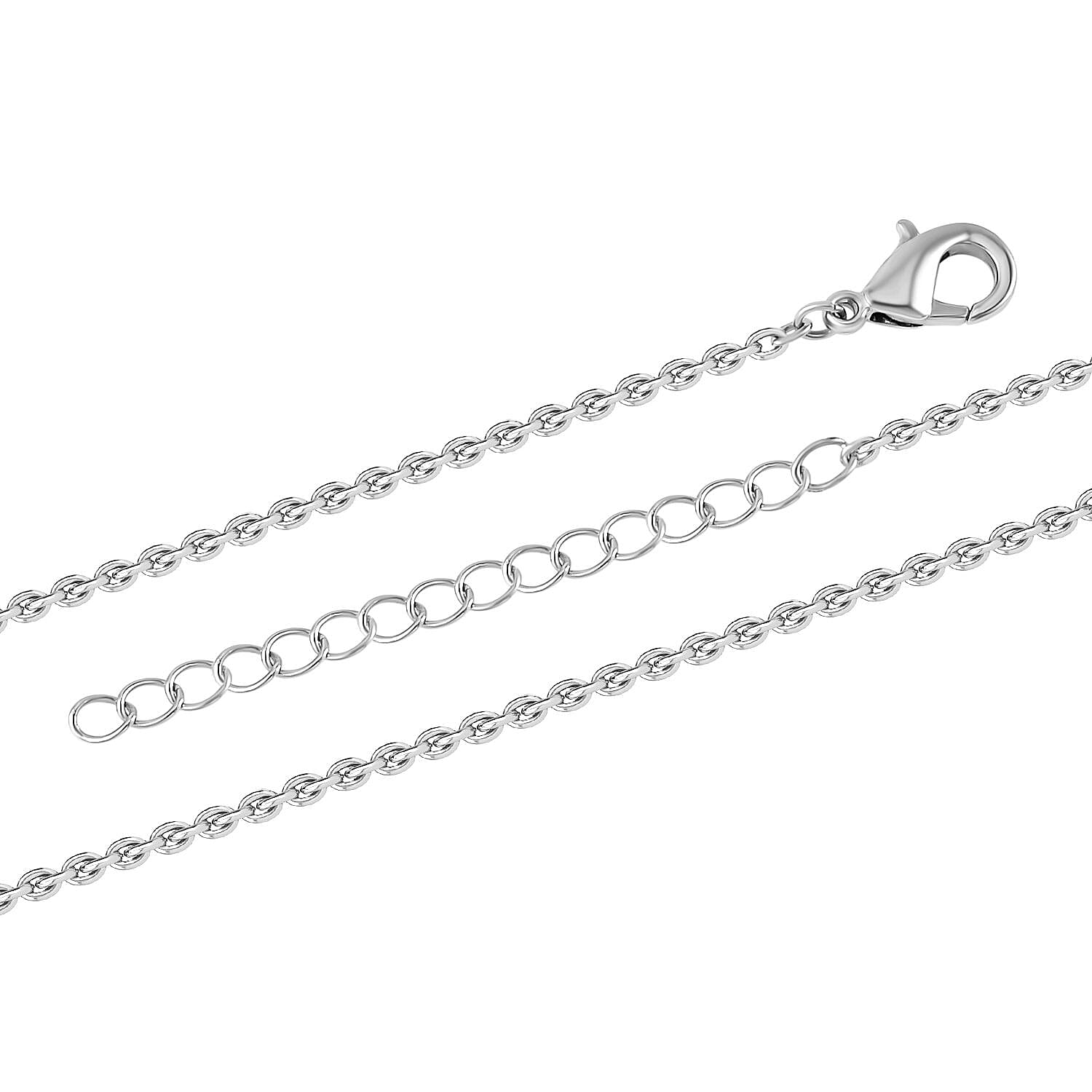 Simulated Diamond Necklace (Size - 20-2 Inch Ext.) in Silver Tone