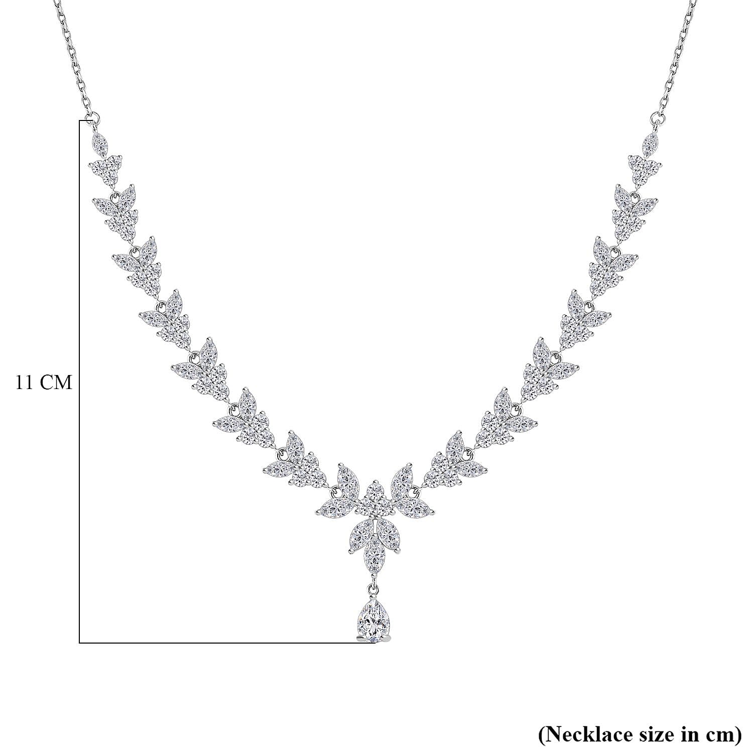 Simulated Diamond Necklace (Size - 20-2 Inch Ext.) in Silver Tone