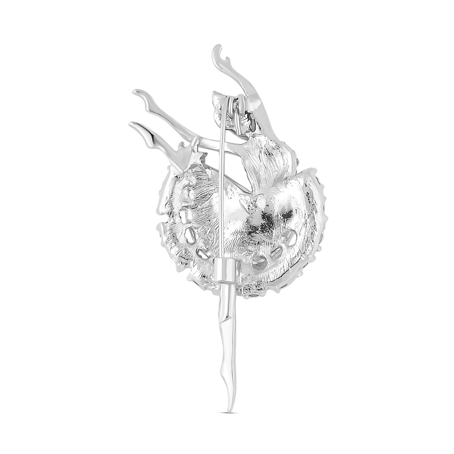 Austrian Crystal Enamelled Ballerina Brooch in Silver Tone