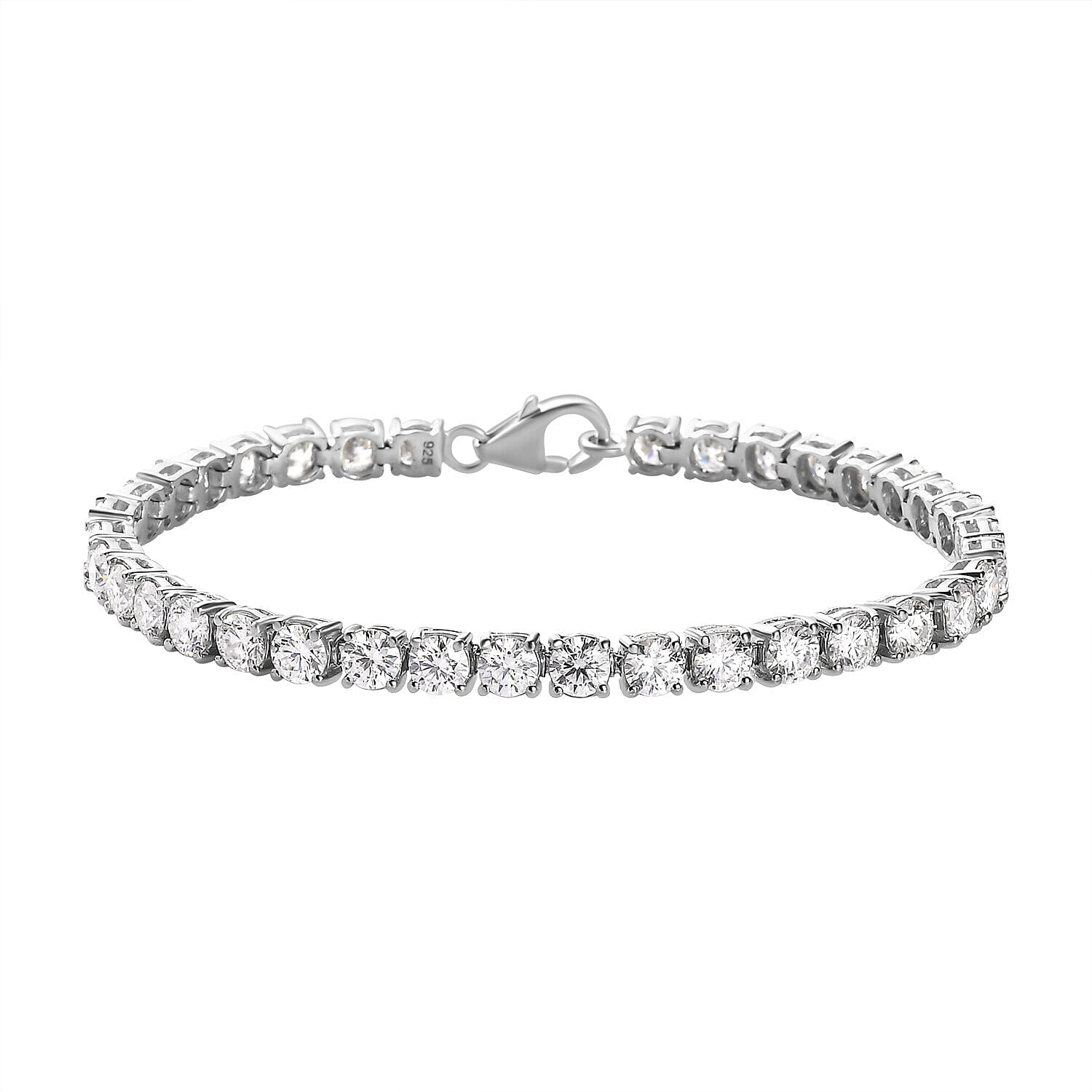 Moissanite Tennis Bracelet (Size - 7) in Platinum Overlay Sterling Silver 8.53 Ct, Silver Wt 7.00 Gms.