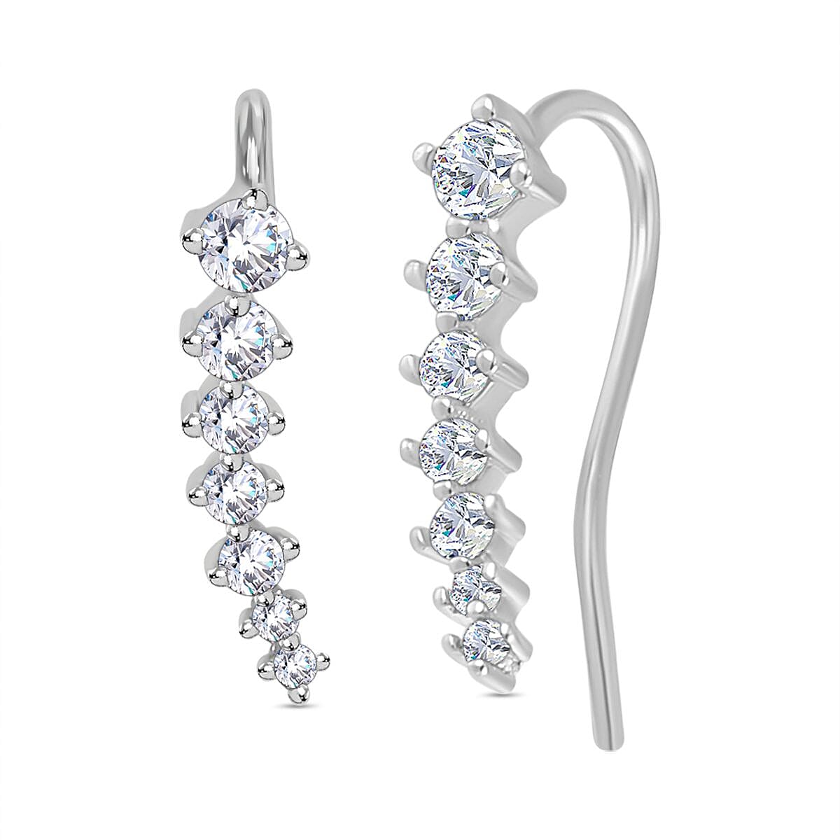 Simulated Diamond Climber Earrings with Hook