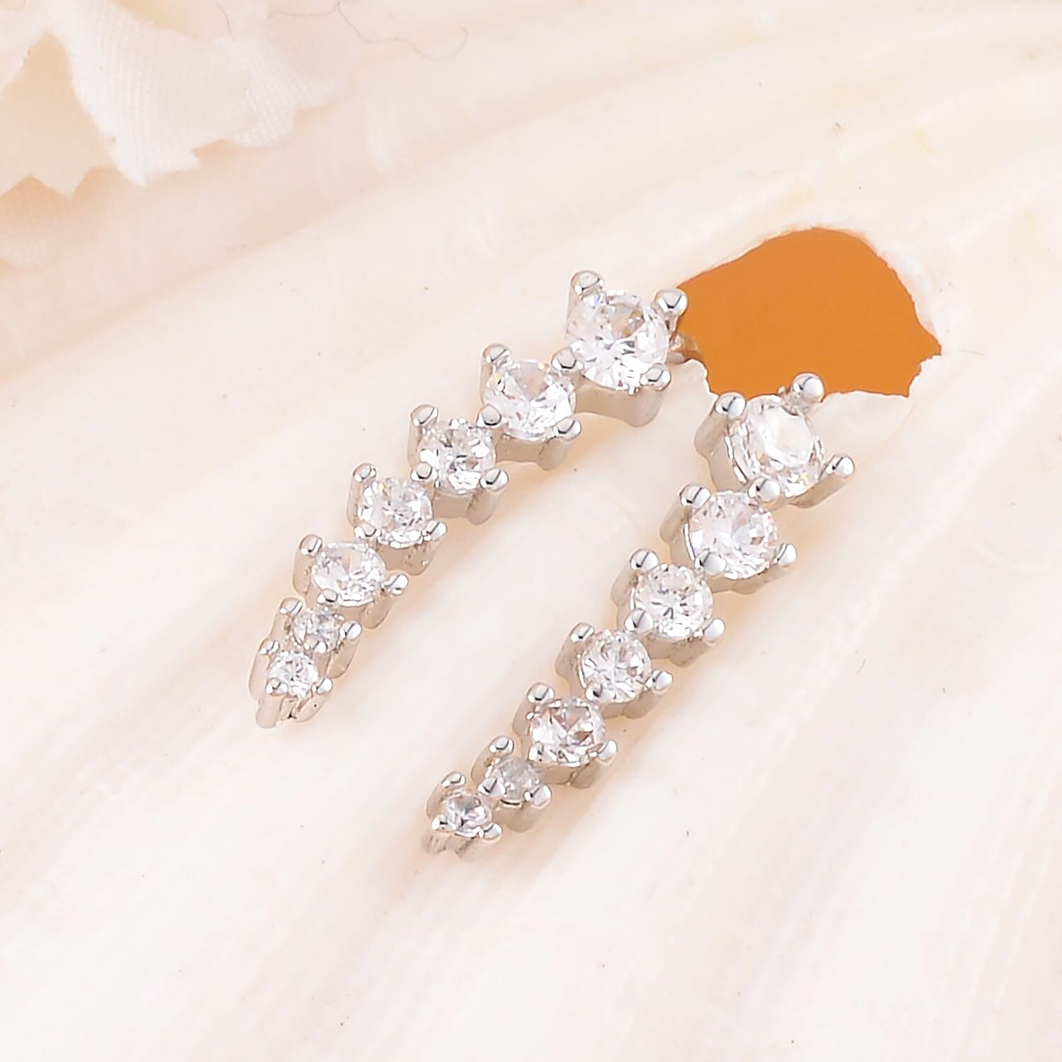 Simulated Diamond Climber Earrings with Hook