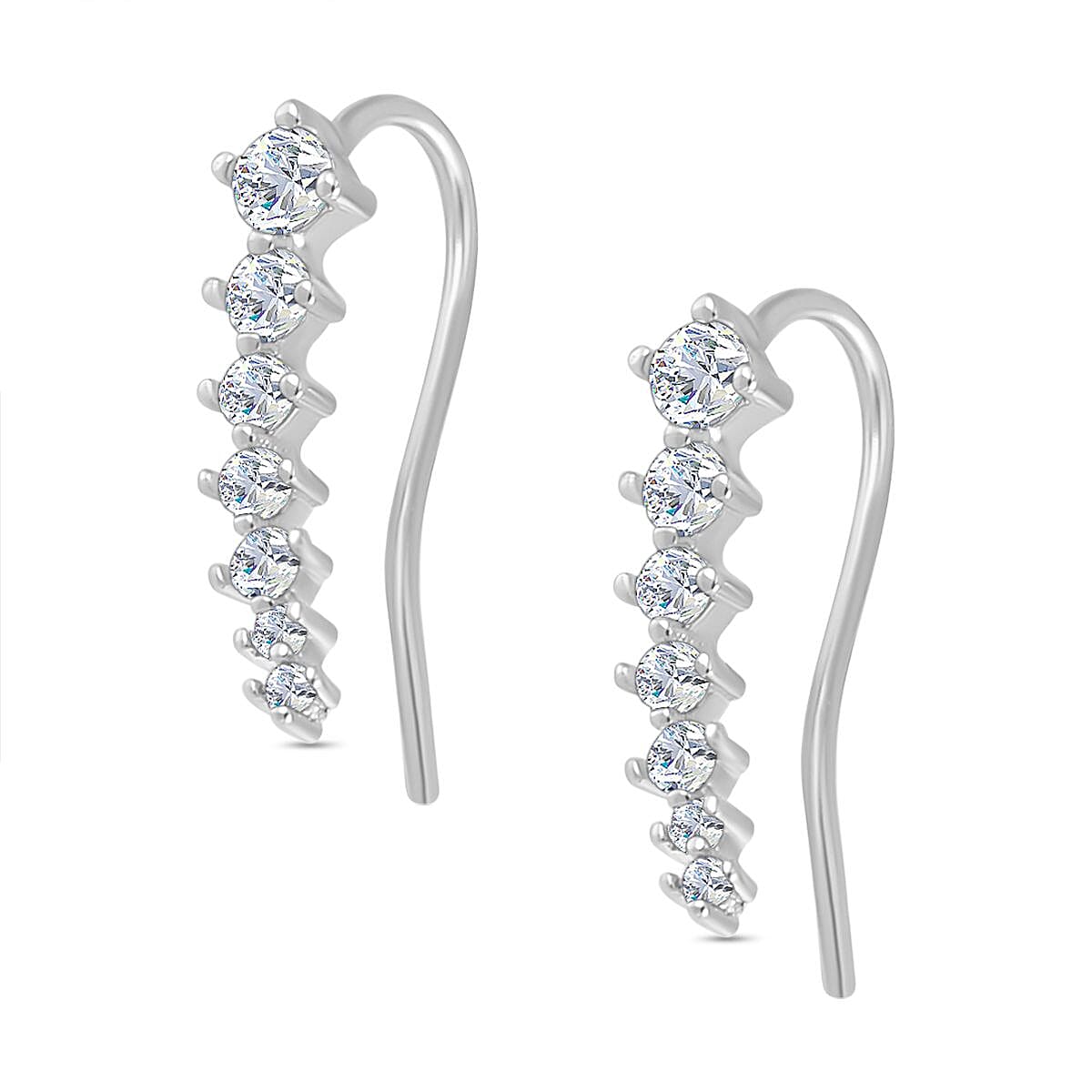 Simulated Diamond Climber Earrings with Hook