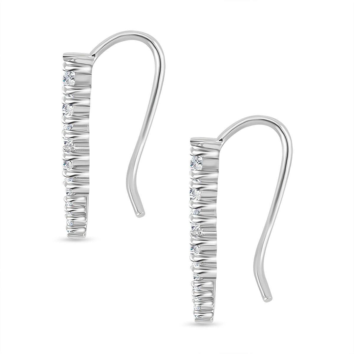 Simulated Diamond Climber Earrings with Hook