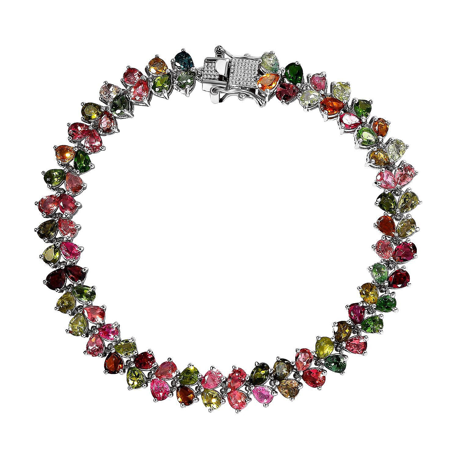 •TOURMALINATED QUARTZ - GEO MIX• linked silver bracelet (7