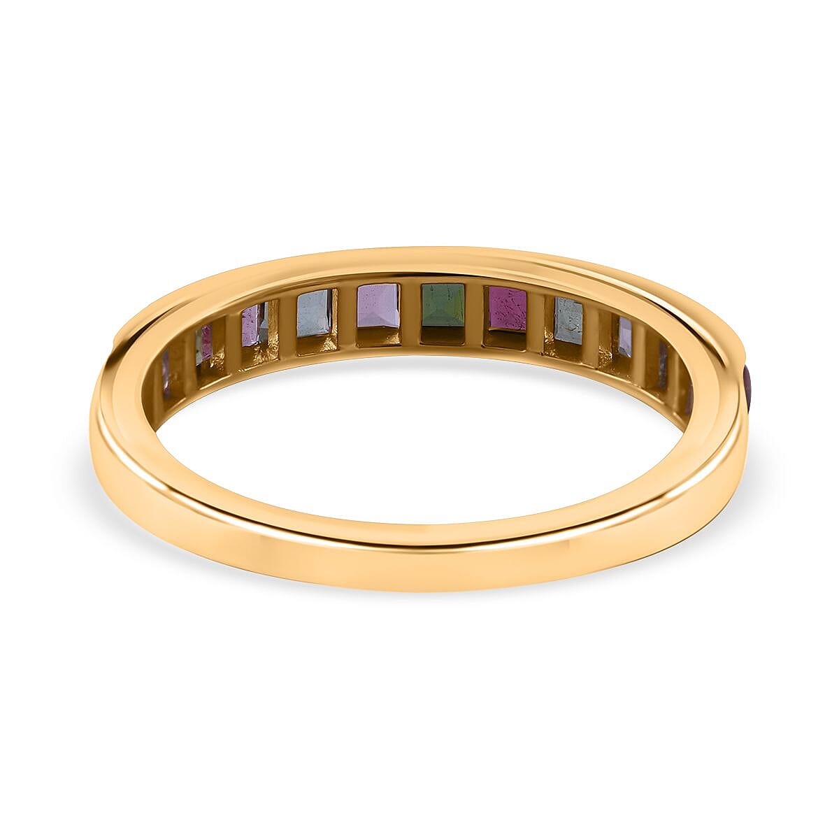 9K Yellow Gold Multi Tourmaline Half Eternity Ring 1.00 Ct.