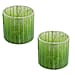 Set of 2 - Glass Candle Votives (Size 7cm) - Green