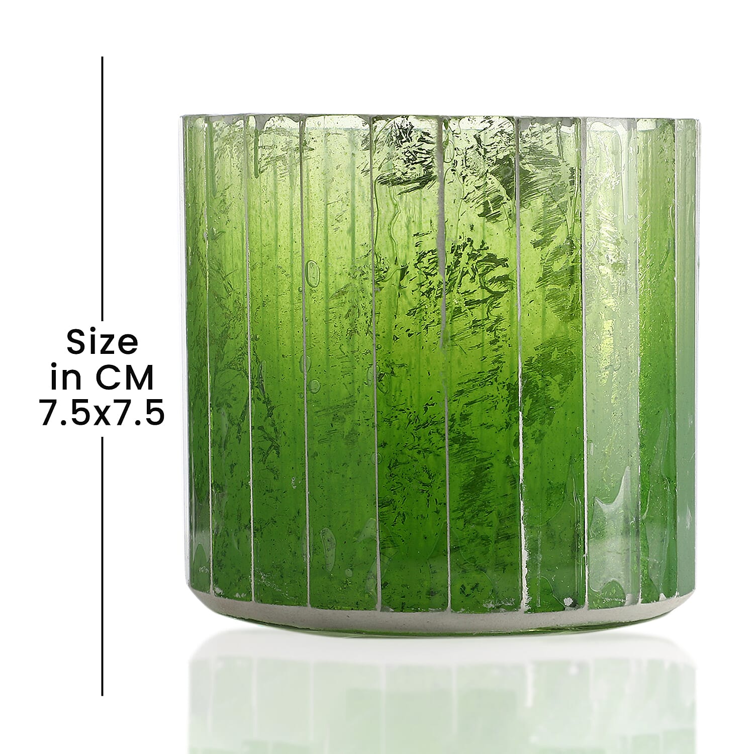 Set of 2 - Glass Candle Votives (Size 7cm) - Green