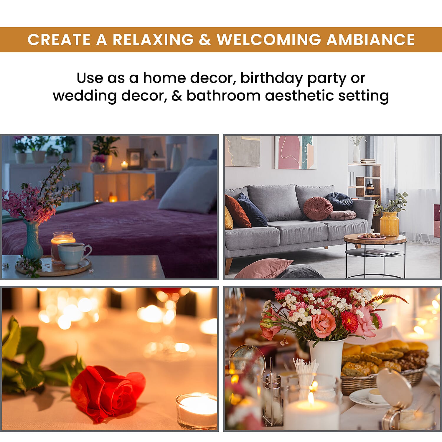 Set of 2 - Glass Candle Holder (Size 7cm) - Peach