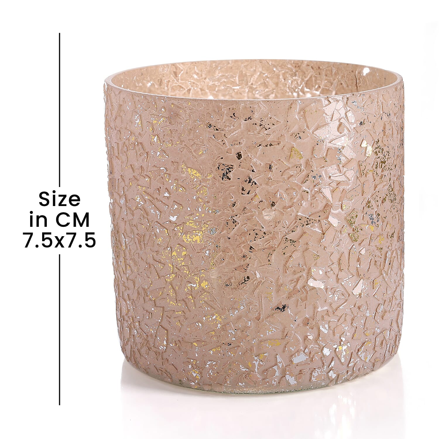 Set of 2 - Glass Candle Holder (Size 7cm) - Peach