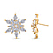 Austrian Crystal Floral Stud Earrings in Yellow Gold Tone
