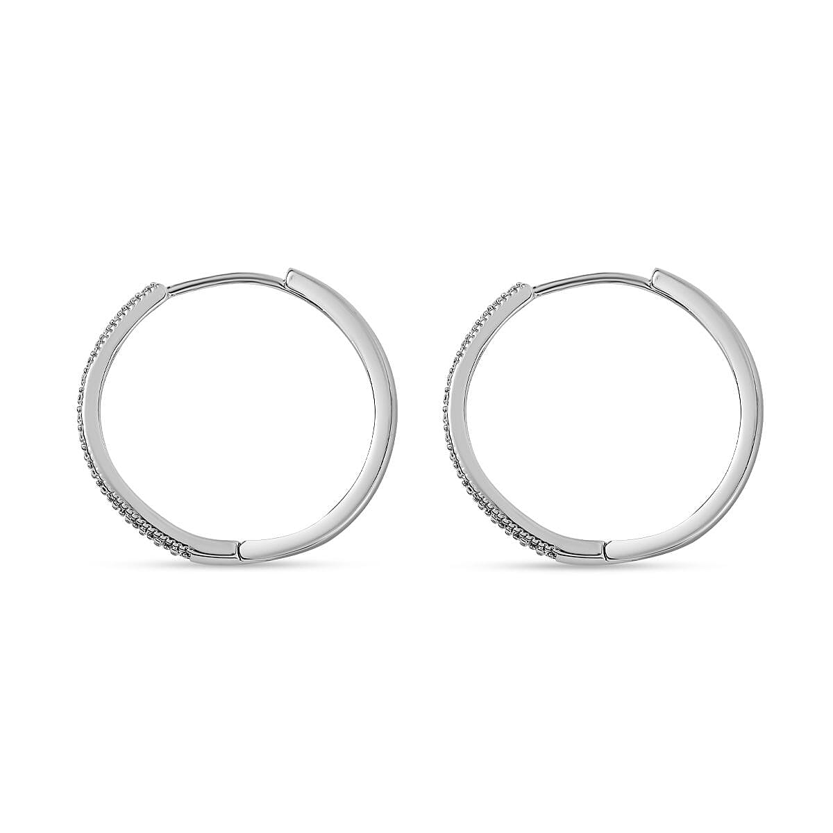 Cubic Zirconia Hoop Earrings in Silver Tone