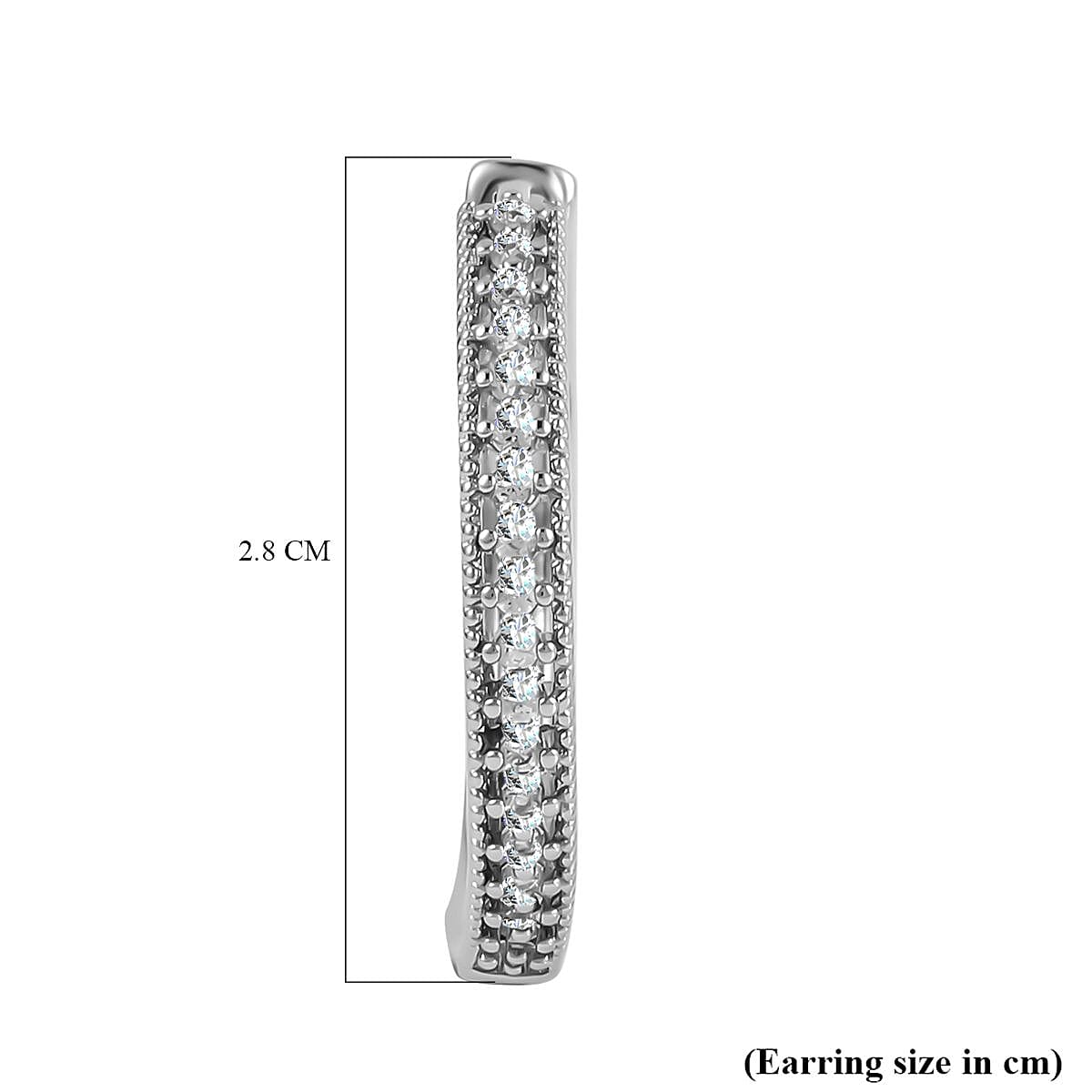 Cubic Zirconia Hoop Earrings in Silver Tone