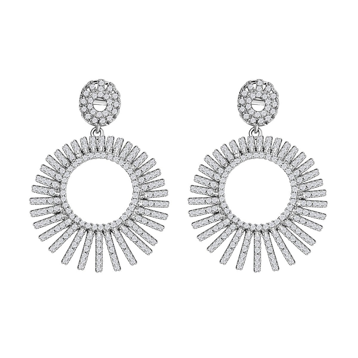 NY Close Out- Cubic Zirconia Open Circle Dangle Earrings