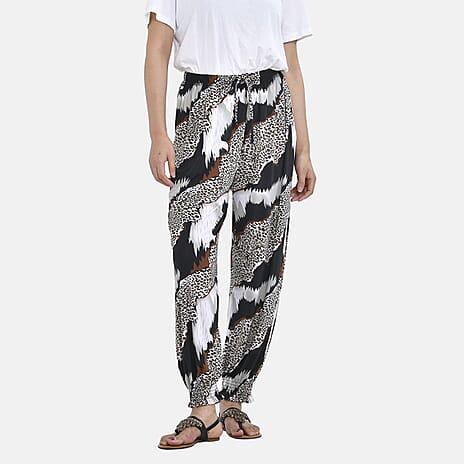 Tamsy Leopard Print Strechable Jersey (One Size,8-16) - Black - White